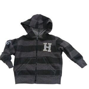 Arizona Baby Boy Hoodie Infants Gray Striped Full Zip Casual Size 6 Months